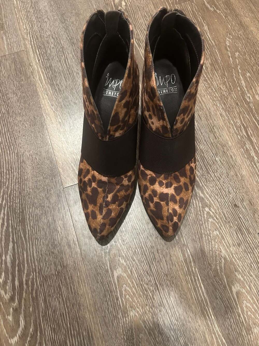 Impo Leopard Print Stretch Ankle Boots with Kitten Heel Size 9M